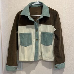 Stylish Colorblock Corduroy Jacket